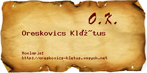Oreskovics Klétus névjegykártya